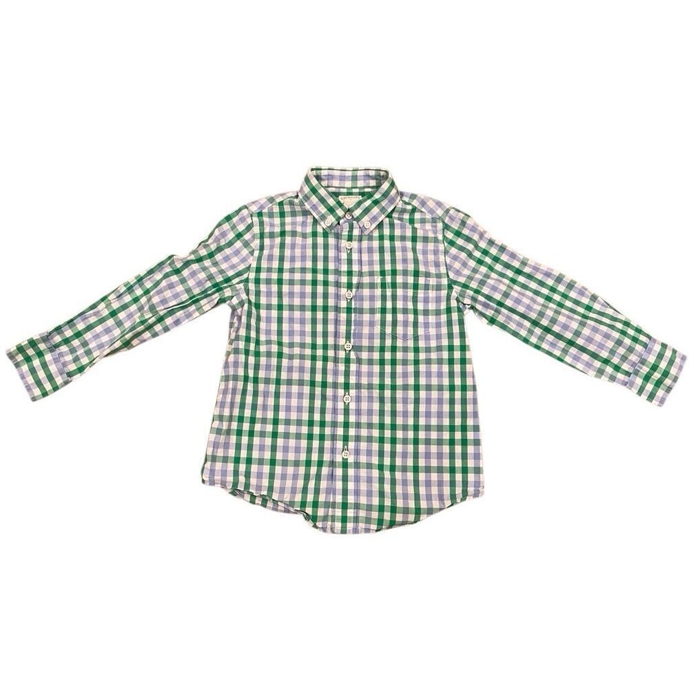 J Crew Factory Crewcuts Boys 4-5 Gingham Plaid Button Down Shirt Spring Preppy